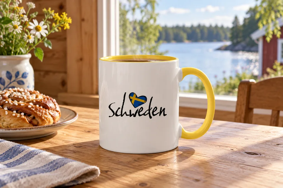 Zweifarbige Tasse · Schweden-Herz – Schweden-Liebe