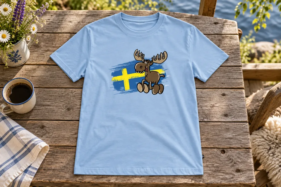 Shirt · Elch & Flagge – Schweden-Liebe